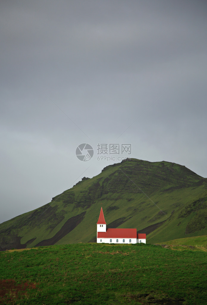 冰岛维克山上的教堂图片