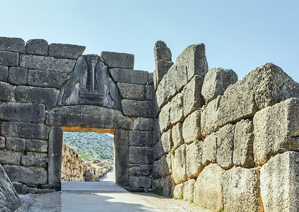 希腊迈锡尼的狮子门狮子门是迈锡尼青铜时代城图片