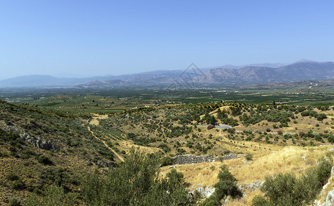 从希腊迈锡尼山看附近的景色图片