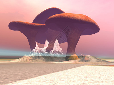 一个蘑菇长得像树一样高的幻想之地图片