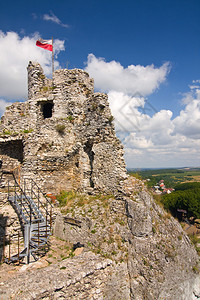 古老的城堡废墟Ogrodzieniec防背景图片