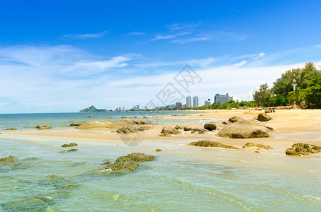 泰国华欣的海洋滩和夏季热带图片