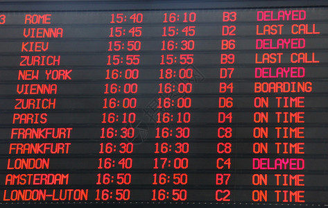 机场终点站的航班离境信息时图片