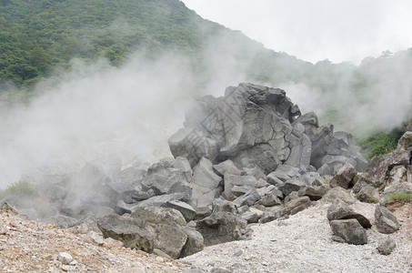 大涌谷日本富士箱根公园顶部的硫磺池背景