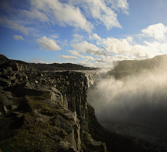 冰岛的岩石和Dett图片