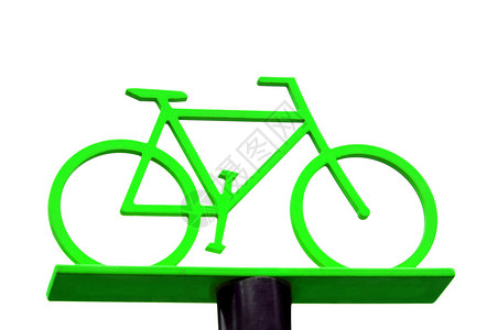 白色背景的绿色自行车图片