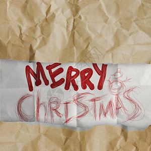 圣诞卡皱纹的回收纸面背景作为背景图片