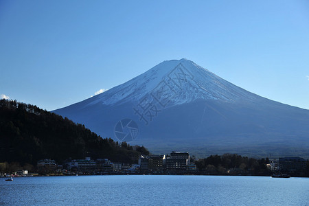 从河口湖看富士山背景图片