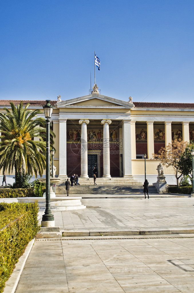 雅典市中心TheophilHansen三部曲的三座建筑雅典大学雅典学院图片