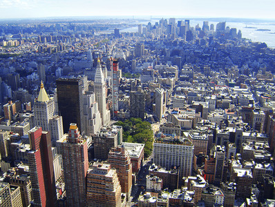 纽约市曼哈顿天线天线航空全景观图片