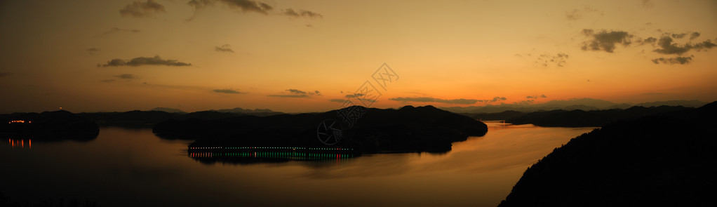 韩国晋州南河日落背景图片