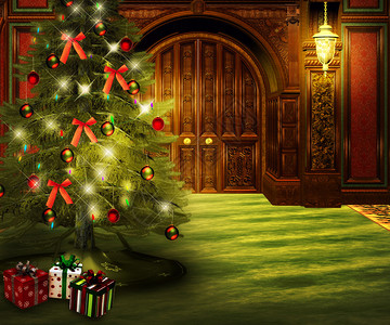 圣诞礼物室内背景图片