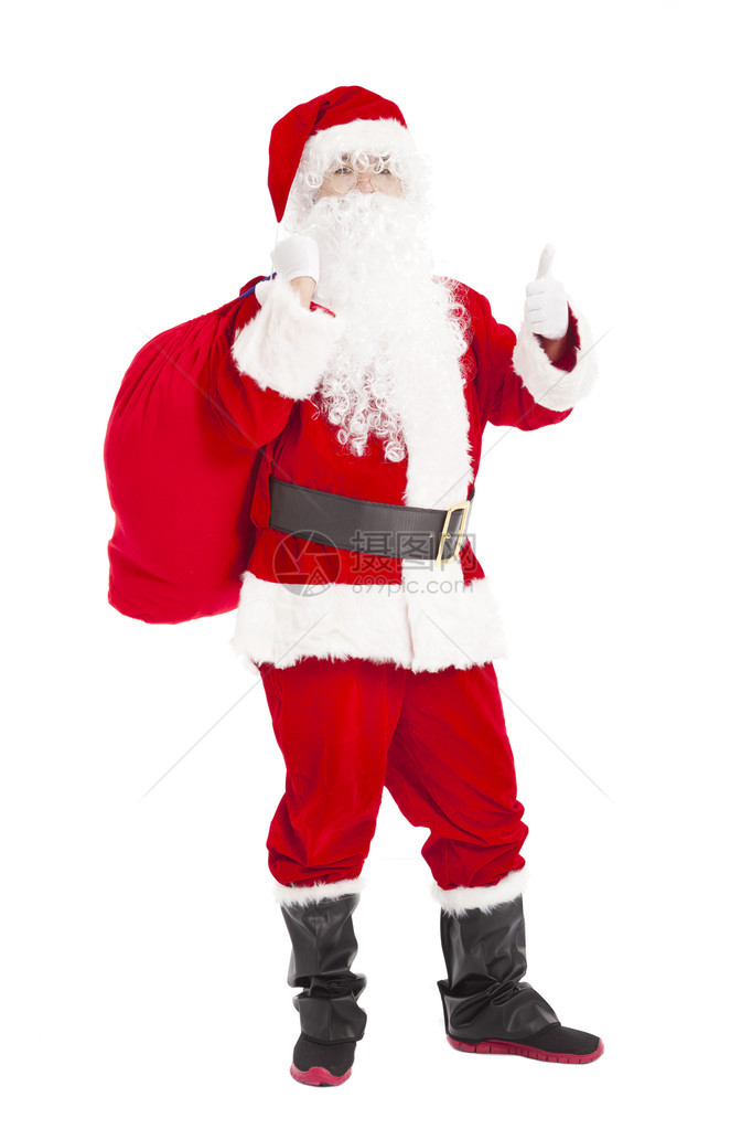 圣诞老人拿着带拇指的图片