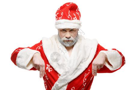 圣诞老人把手放下白色背景图片
