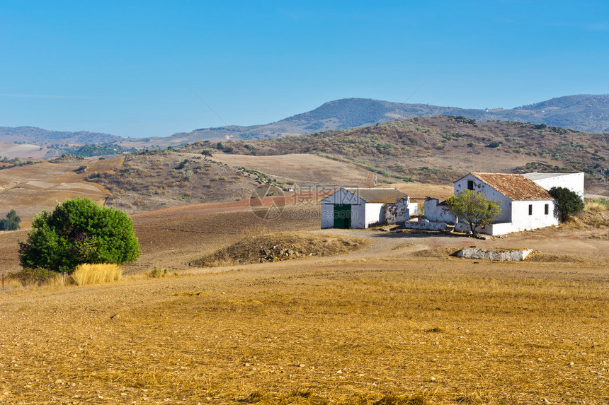 西班牙耕地上的农舍图片