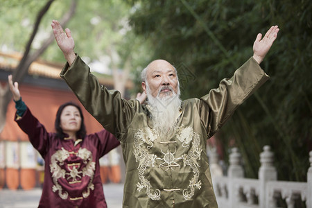 两个人练太极图片