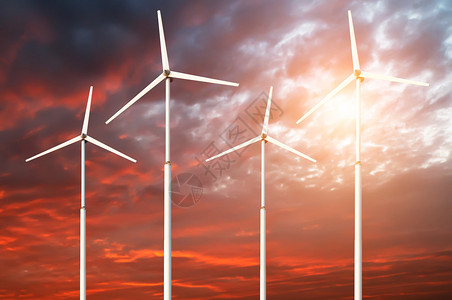 绿色可再生能源概念空中风力图片
