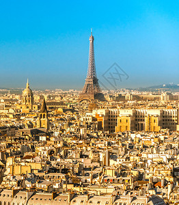 巴黎日出时的埃菲尔铁塔景观图片