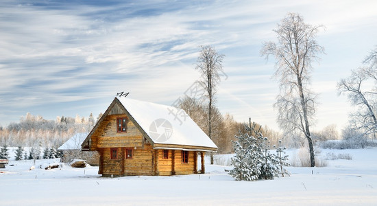 冬季传统农村住图片