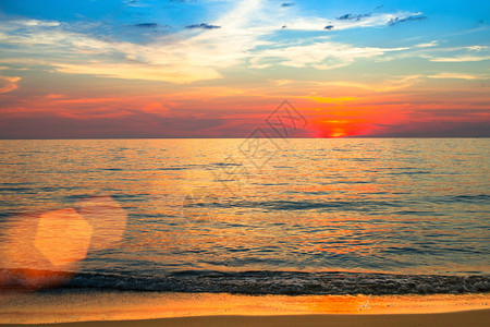 海洋中的海景场海滩洋日落景观图片