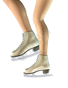 数字化的白色滑冰板上女腿的图像以数字图片