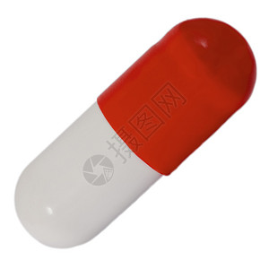 白色背景上的红色药丸剂量图片