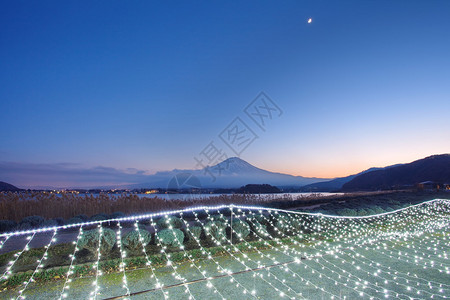 冬季富士山与圣诞灯饰图片