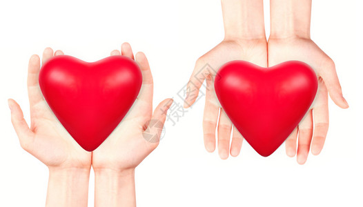 健康保险或爱情概念与手图片