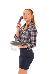 商业妇女通过电话图片