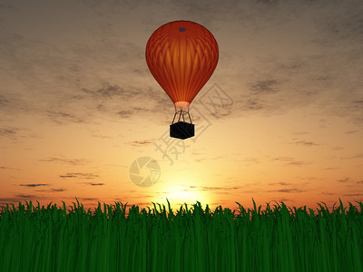 热红气球日落图片