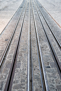 西班牙维多利亚的电车轨道图片