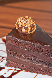 美味的巧克力蛋糕特写图片