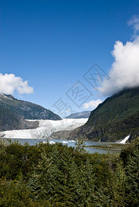 美国阿拉斯加汤加森林门登霍尔冰川娱乐区NuggetFalls图片