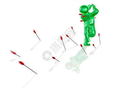 绿色奔跑的人和箭头白色背景图片