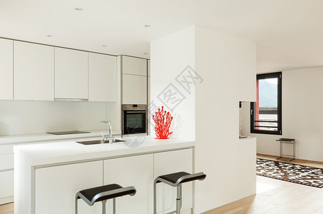 室内新房现代白色厨房图片