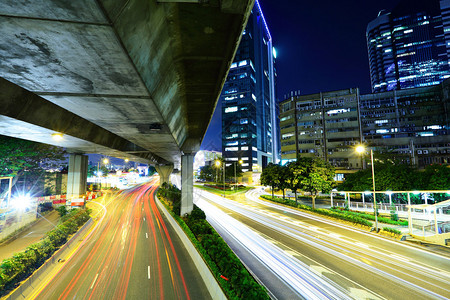 香港城市道路灯迹图片