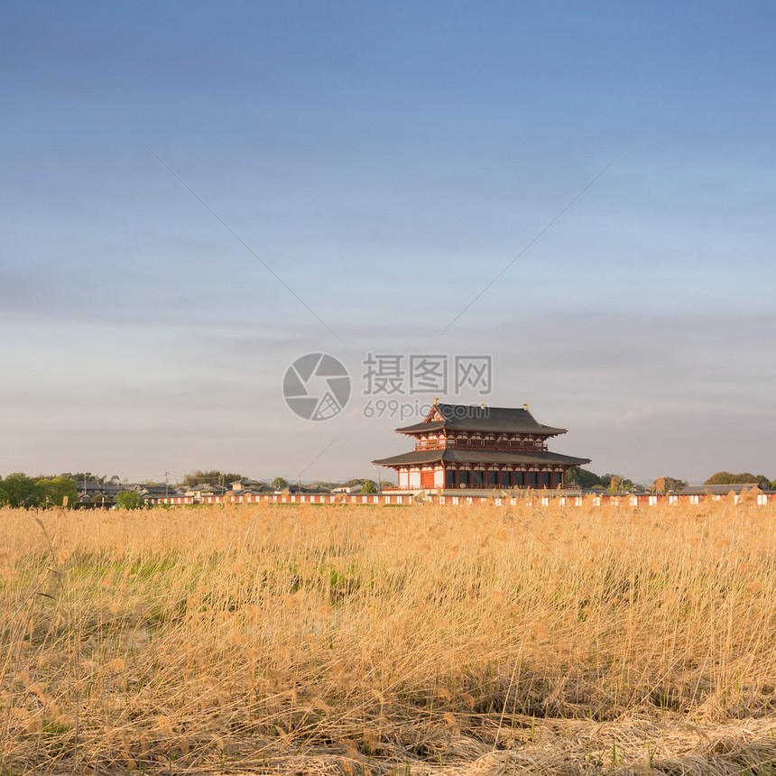 著名的景点是教科文组织世界遗产迹之一的纳拉Nara皇宫Heij图片