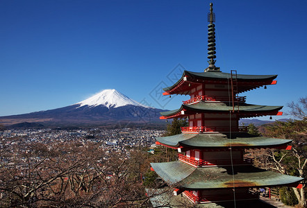 冬天的富士山景色图片