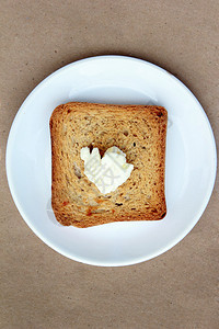 白盘上的黄油吐司图片