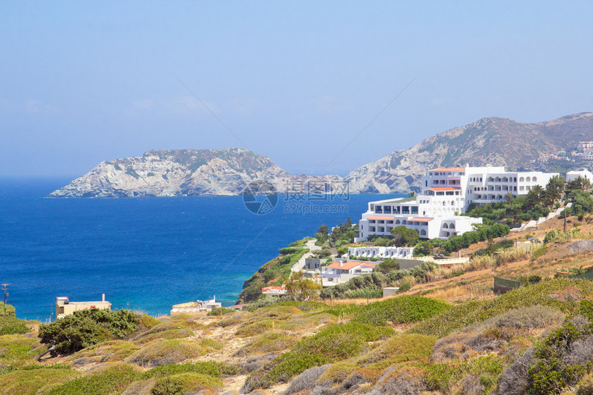 希腊海岸的豪华酒店建筑图片