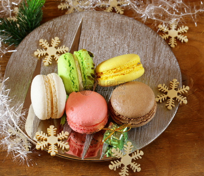 多色法式马卡龙甜点圣诞礼物图片