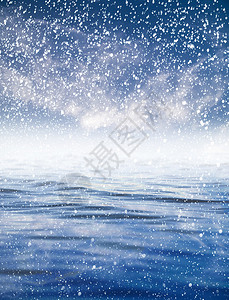 在大海中下雪天空美图片