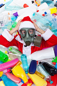 被污染的圣诞节圣诞老人身上盖着戴防毒图片