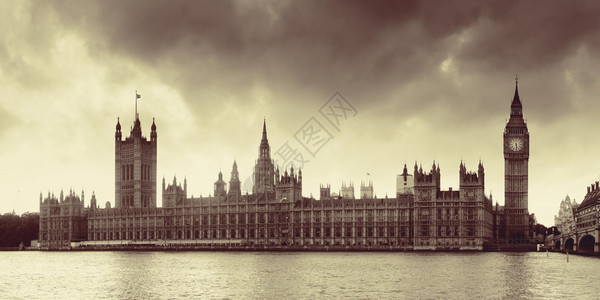 伦敦威斯敏特的议会大厦全景图片