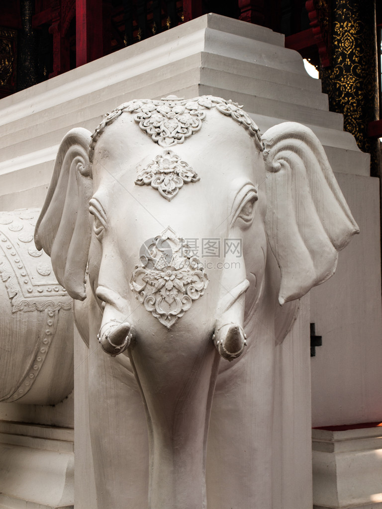 泰国清迈的白象雕像图片