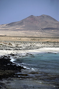 普埃尔蒂托PuertitodelaCruz渔村位于大西洋班牙加那利岛富埃特文图拉岛南部JandiaNatural背景