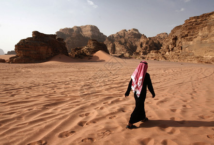 中东部约旦瓦迪鲁姆沙漠的风景背景图片