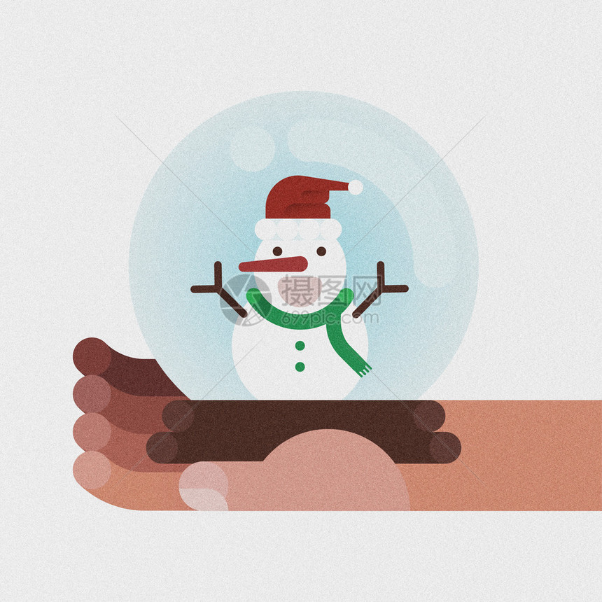 圣诞概念手上的草球雪人图片