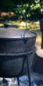 黑铁锅以木柴中含有烟图片