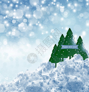冬天风景和圣诞树图片